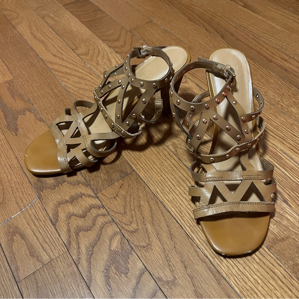 Franco Sarto Strappy Studded High Heel Shoes Sandals - Picture 3 of 12